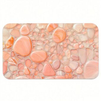 Pink Agate Pebble Floor Mat, Anti-Slip Soft Bathroom Decorative Mat