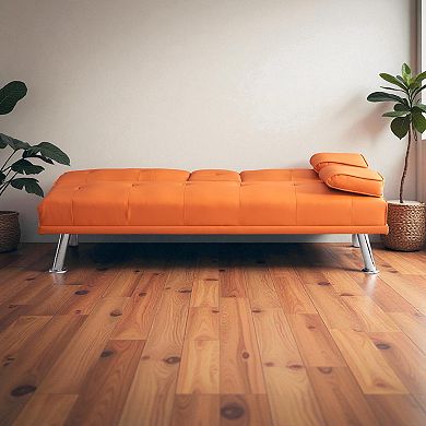 Heybly 67-Inch PU Leather, Convertible Futon Couch with Adjustable Backrest, 3 Recline Positions