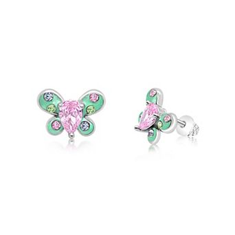 Girls Butterfly Earrings - Hypoallergenic Kids Earrings with Surgical Titanium Screwbacks