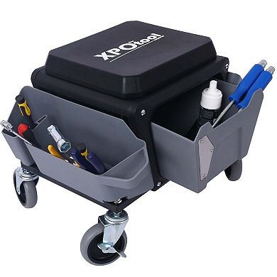 Heavy Duty Rolling Mechanic Stool 330 lbs Capacity Garage Seat with Wheels and Storage