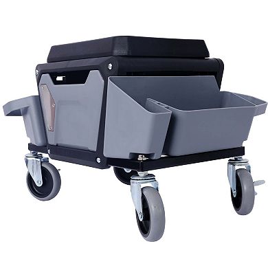 Heavy Duty Rolling Mechanic Stool 330 lbs Capacity Garage Seat with Wheels and Storage