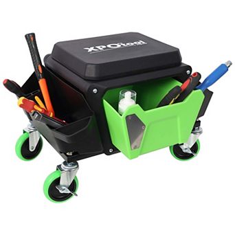 Heavy Duty Rolling Mechanic Stool 330 lbs Capacity Garage Seat with Wheels and Storage
