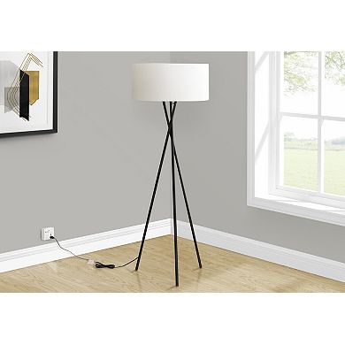 Lighting Floor Lamp Black Metal Ivory Cream Shade Contemporary