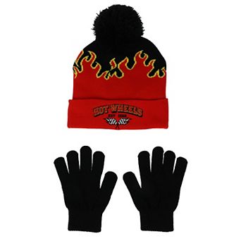 Boys Hot Wheels 2 pc Hat & Gloves Set