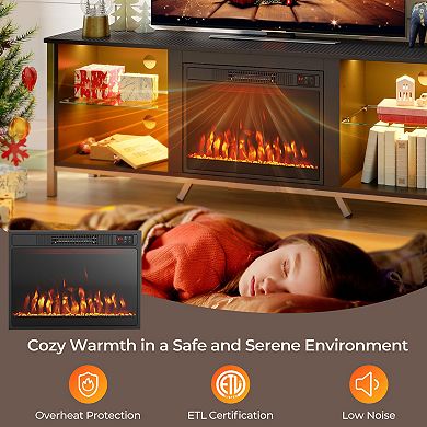 23 Inch Electric Fireplace Insert Heater 750W 1500W Adjustable Flame Colors