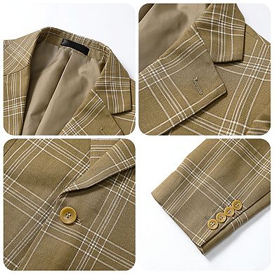 Men's 2 pc Plaid Suit Set - Modern Fit Business Casual Blazer & Dress Pants