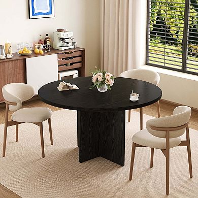 43.3''-59'' Extendable Round Dining Table for 4-8,Kitchen Oval Dining Table with Removable Leaves
