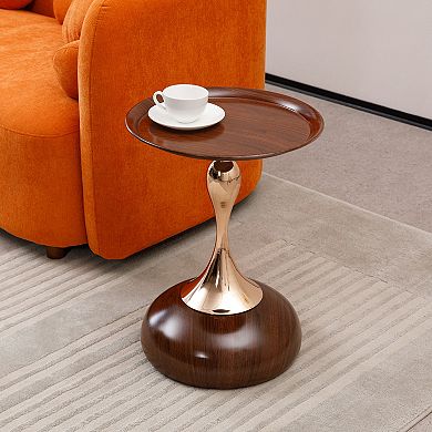 KWPZQEB Mermaid Tail End Table with Metal Pedestal Table,Drink Martini Table for Living Room