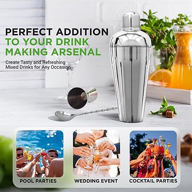 NutriChef 7-Piece Cocktail Shaker Set - Professional Stainless Steel Bar Tools NCCSPC77