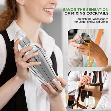 NutriChef 7-Piece Cocktail Shaker Set - Professional Stainless Steel Bar Tools NCCSPC77