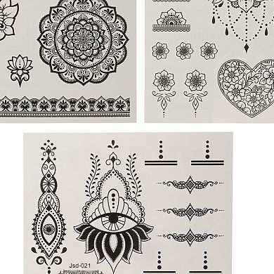 Realistic Mixed Styles Fake Tattoos Black 3 Pcs