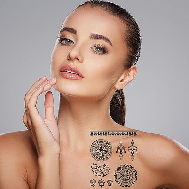 Realistic Mixed Styles Fake Tattoos Black 3 Pcs