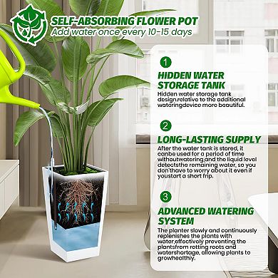 2 piece 16 in Tall Planter Set with Self (Indoor Outdoor) High Quality Durable Design for Daily Use