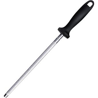13 Inch Carbon Steel Sharpening Rod, Magnetized Honing Steel with Nickel-Chrome Plating
