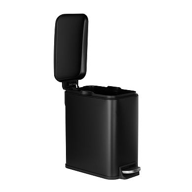 6L Bathroom Trash Can with Soft Close Lid and Detachable Inner Bin, Step Pedal Garbage Can for Home