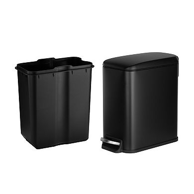 6L Bathroom Trash Can with Soft Close Lid and Detachable Inner Bin, Step Pedal Garbage Can for Home