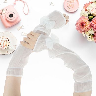 18.5" Big Bow Sun Protection Arm Sleeves for Women 1 Pair