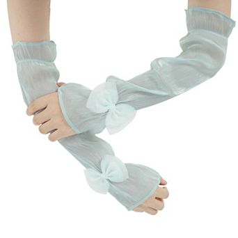 18.5" Big Bow Sun Protection Arm Sleeves for Women 1 Pair