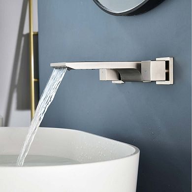 Double Handles Bathroom Faucet SUS304 Stainless Steel Wall Mounted Faucet with Water Spout