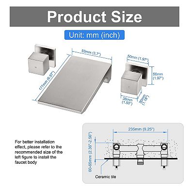 Double Handles Bathroom Faucet SUS304 Stainless Steel Wall Mounted Faucet with Water Spout