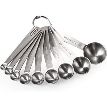 18/8 Stainless Steel Measuring Spoons Set of 9, Complete Sizes for Dry Liquid Ingredients