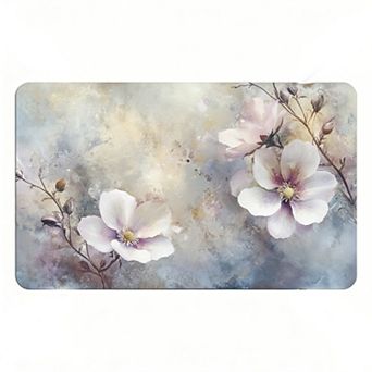 Watercolor Light Pink Floral Floor Mat, Anti-Slip Elegant Indoor Floor Mat.