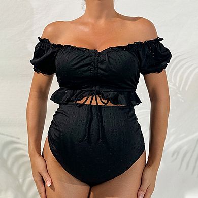 Women's Maternity Bikini Swimsuit High Waisted Two Piece Bathing Suit Pregnancy Swimwear