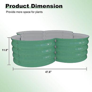 2 Pack Green Metal Raised Garden Beds with Flower Shape Design for Vegetables Flowers