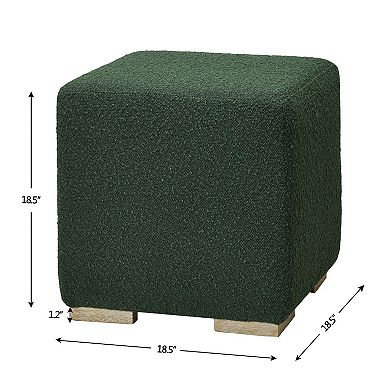 Square Boucle Upholstered Ottoman Set of 2