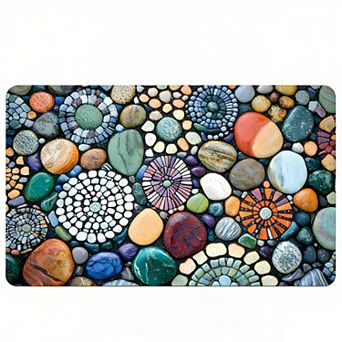 Colorful Mosaic Pebble Floor Mat, Durable Non-Slip Decorative Floor Mat