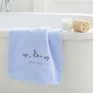 Pure Cotton Embroidered Floral Hand Towels for Bathroom, 2 Pack Soft Absorbent Towels 13" x 29"