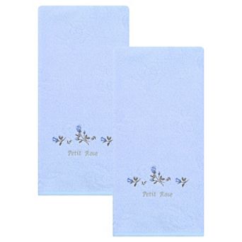 Pure Cotton Embroidered Floral Hand Towels for Bathroom, 2 Pack Soft Absorbent Towels 13" x 29"