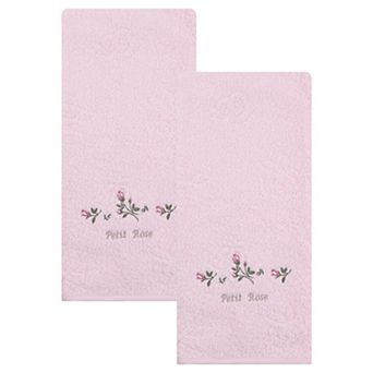 Pure Cotton Embroidered Floral Hand Towels for Bathroom, 2 Pack Soft Absorbent Towels 13" x 29"