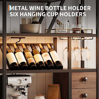 Wine Bottle Holders Stands Freestanding Floor, Coffee Bar Storage Organizer Display Rack Table