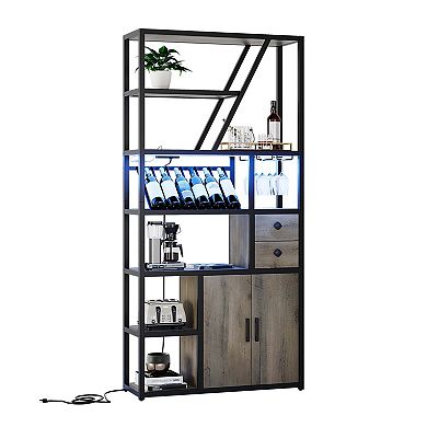 Wine Bottle Holders Stands Freestanding Floor, Coffee Bar Storage Organizer Display Rack Table