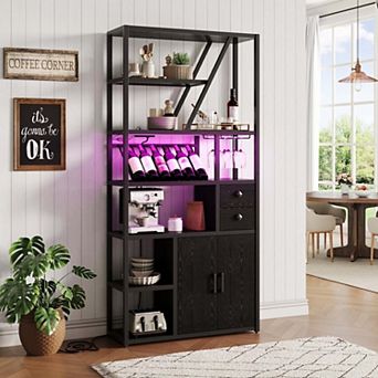 Wine Bottle Holders Stands Freestanding Floor, Coffee Bar Storage Organizer Display Rack Table