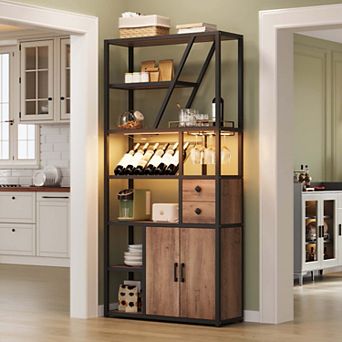 Wine Bottle Holders Stands Freestanding Floor, Coffee Bar Storage Organizer Display Rack Table
