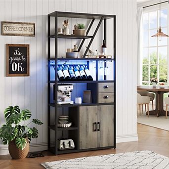 Wine Bottle Holders Stands Freestanding Floor, Coffee Bar Storage Organizer Display Rack Table