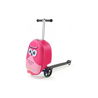 Kids Ride On Scooter Luggage With Flash Wheels And Adjustable Handle