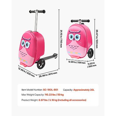 Kids Ride On Scooter Luggage With Flash Wheels And Adjustable Handle