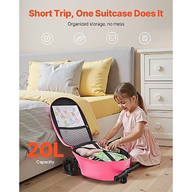 Kids Ride On Scooter Luggage With Flash Wheels And Adjustable Handle