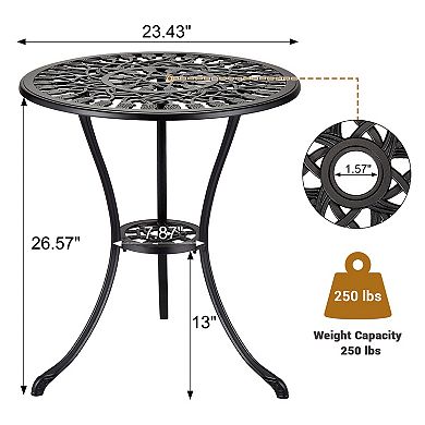 23.6 Inch Round Cast Aluminum Patio Bistro Table