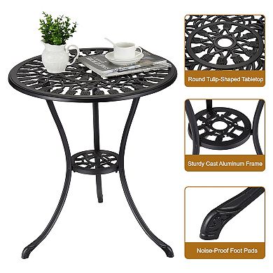 23.6 Inch Round Cast Aluminum Patio Bistro Table