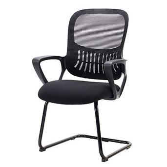YIORTWO Mesh Office Desk Chair No Wheels, Ergonomic Sled Base Executive Chair with Lumbar Support