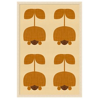 Amanti Art Framed Fabric Pinboard, Mid-Century Tulip Style Printed Bulletin Board
