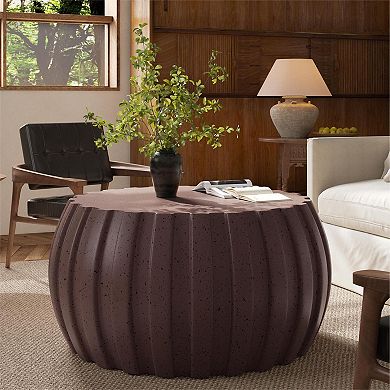 KWPZQEB Round Waterproof MgO Cement Design Coffee Table for Indoor & Outdoor