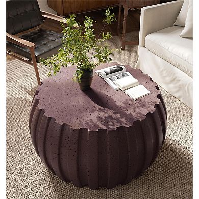KWPZQEB Round Waterproof MgO Cement Design Coffee Table for Indoor & Outdoor