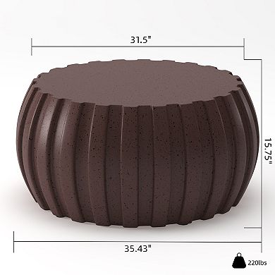 KWPZQEB Round Waterproof MgO Cement Design Coffee Table for Indoor & Outdoor