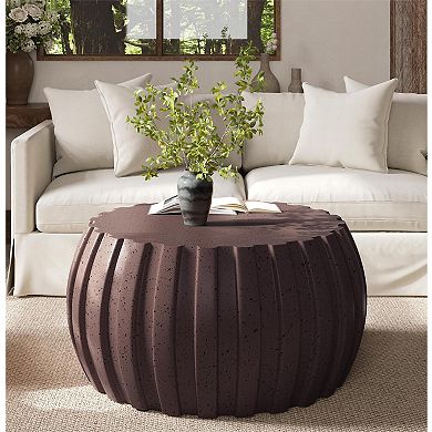 KWPZQEB Round Waterproof MgO Cement Design Coffee Table for Indoor & Outdoor