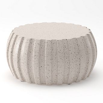 KWPZQEB Round Waterproof MgO Cement Design Coffee Table for Indoor & Outdoor